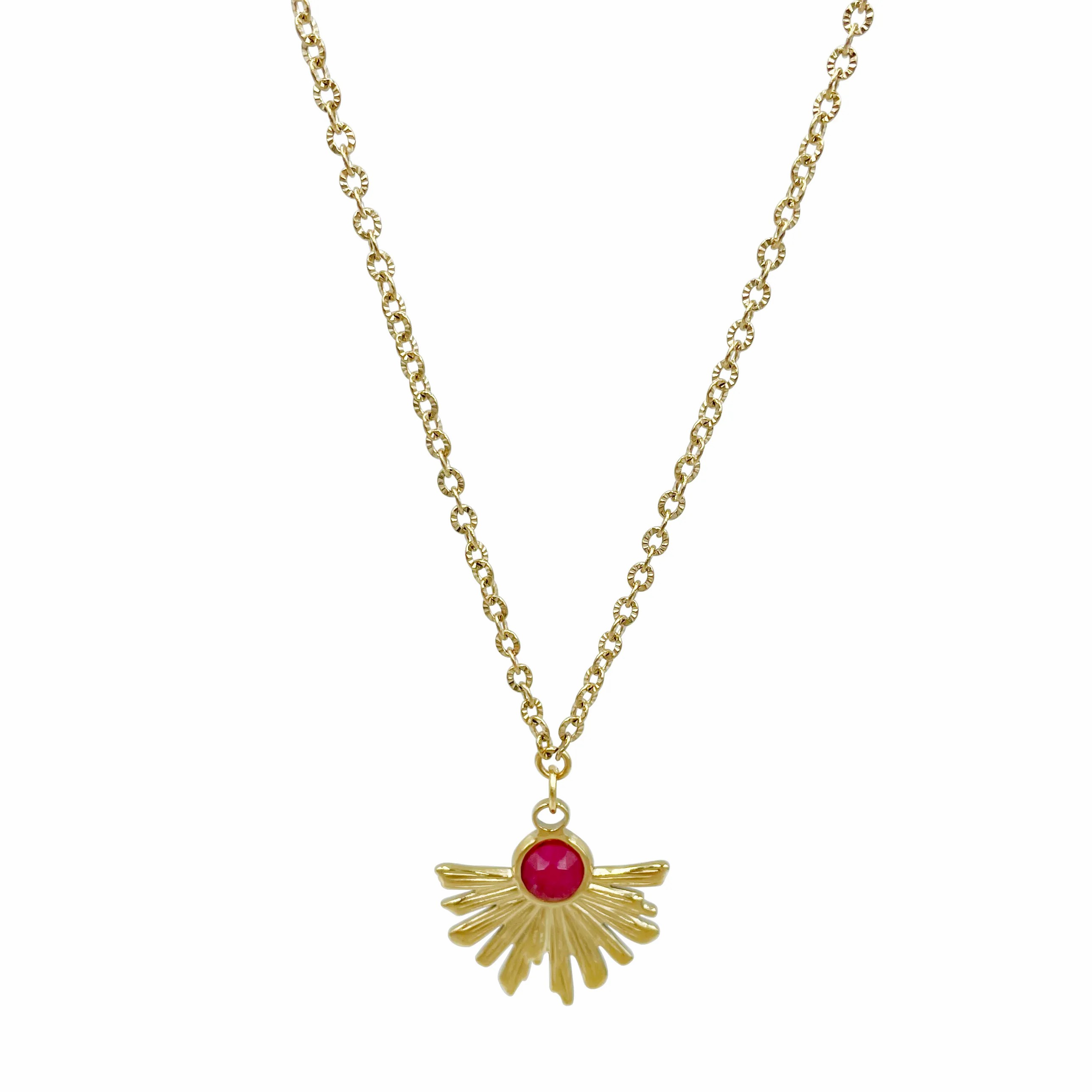Casual Modern Style Sector Stainless Steel Metal Plating Inlay Natural Stone Gold Plated Pendant Necklace_colorza_4