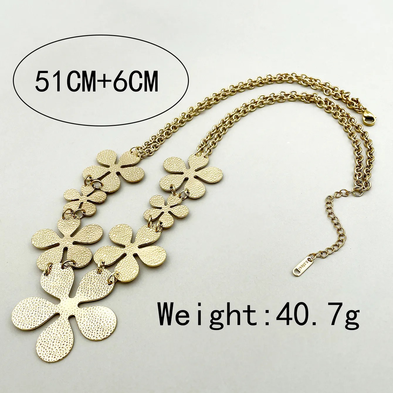 Retro Flower Stainless Steel Plating Gold Plated Necklace_colorza_3