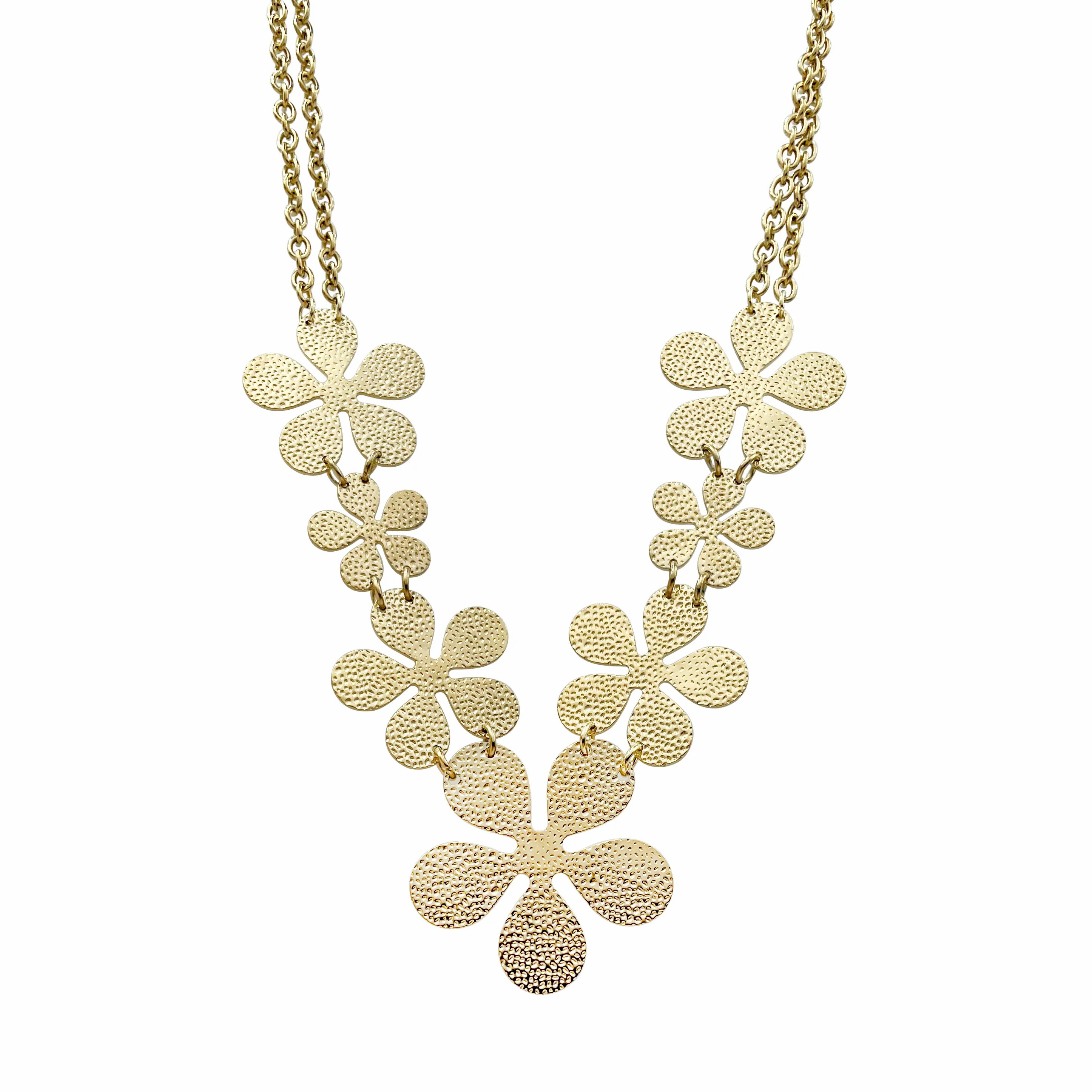 Retro Flower Stainless Steel Plating Gold Plated Necklace_colorza_4