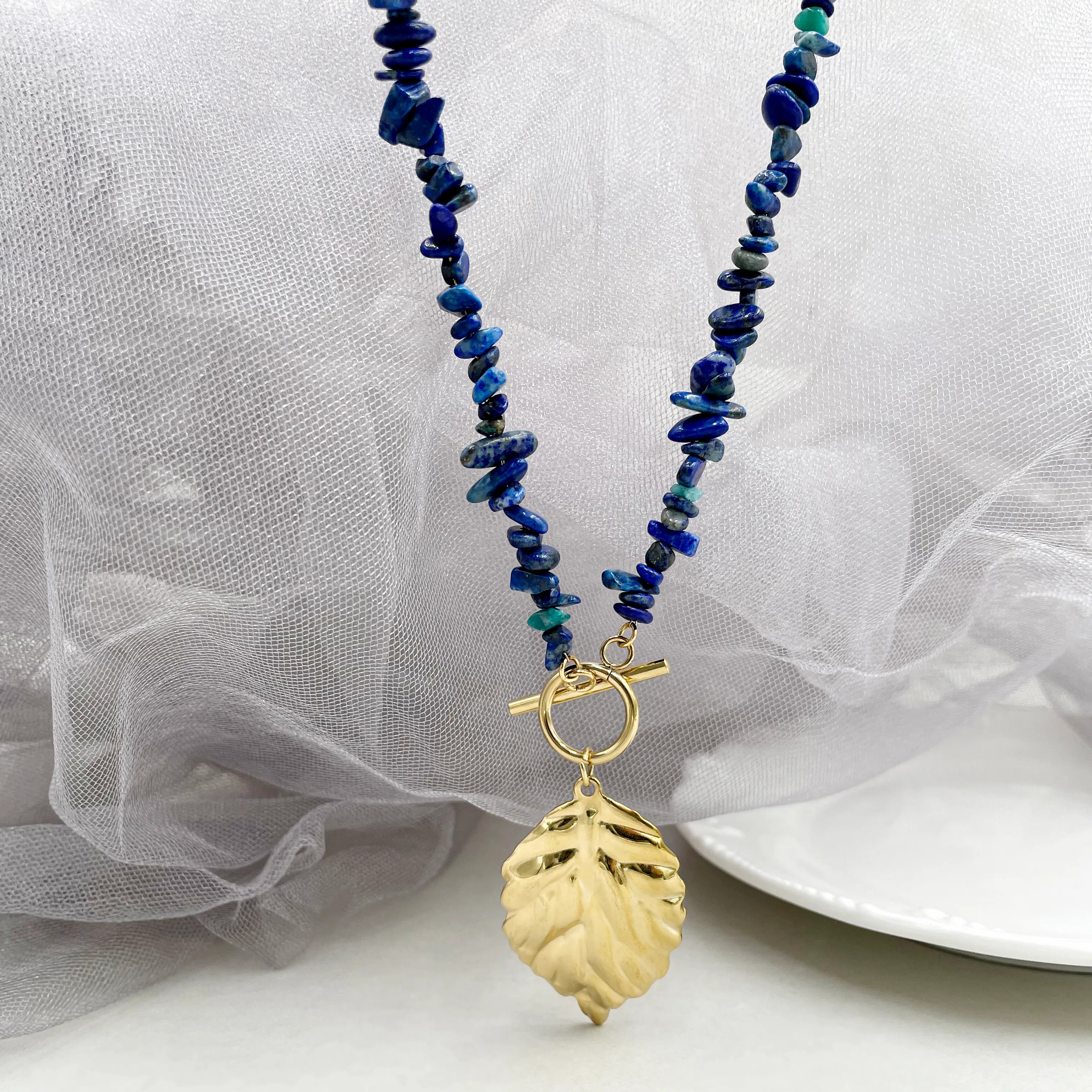 Casual Vacation Leaves Plant Stainless Steel Gravel Metal Plating Gold Plated Pendant Necklace_colorza_1