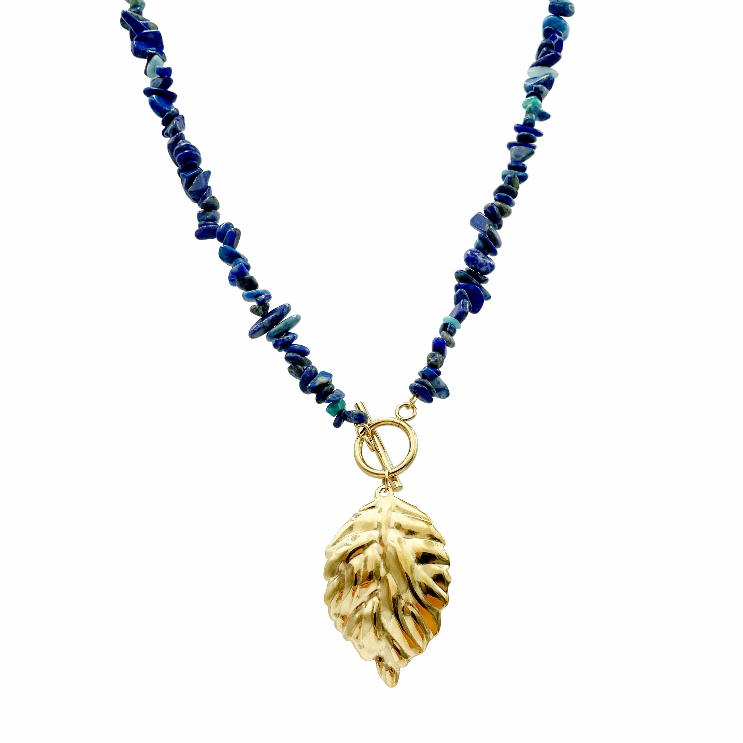 Casual Vacation Leaves Plant Stainless Steel Gravel Metal Plating Gold Plated Pendant Necklace_colorza_4