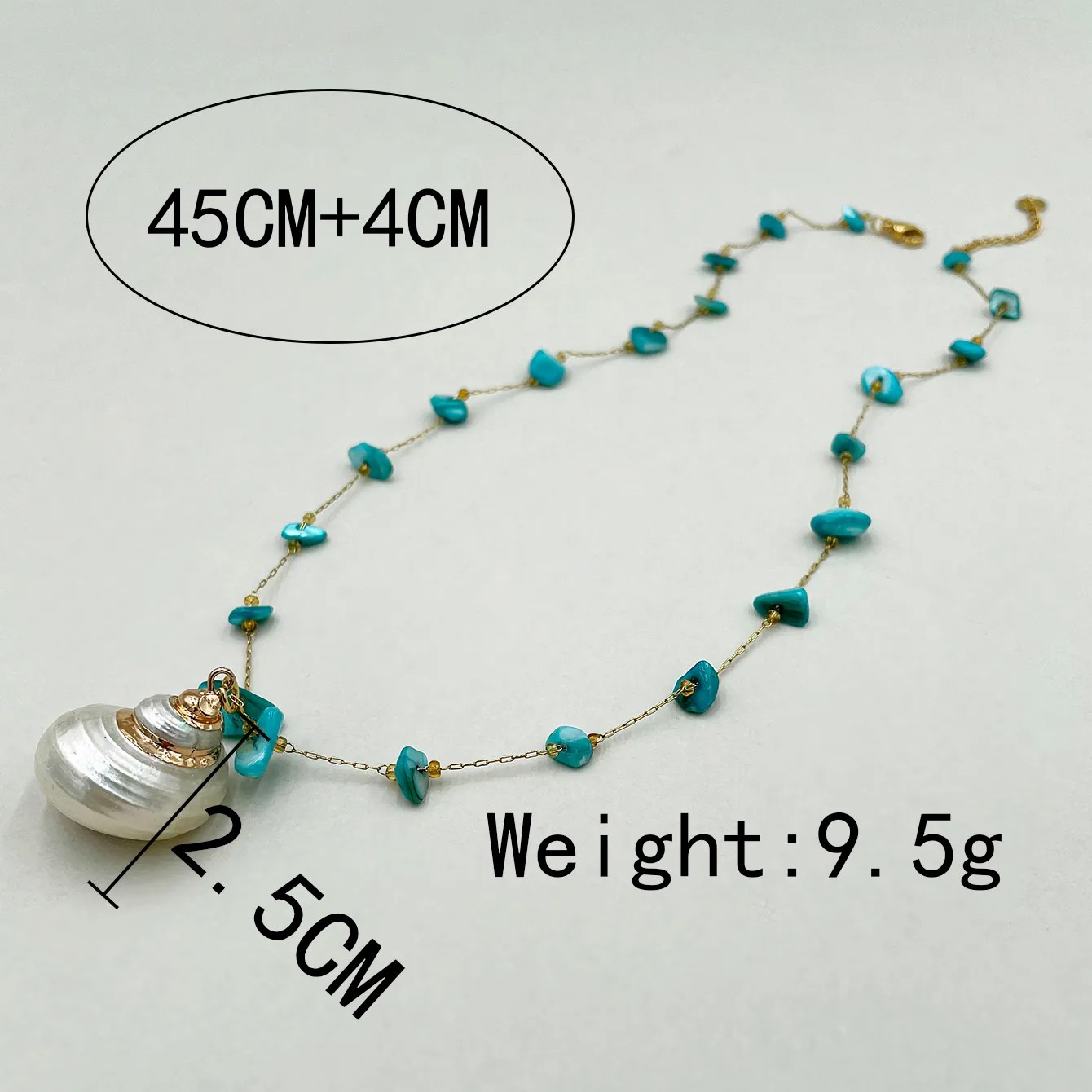 Vacation Beach Conch Stainless Steel Gravel Metal Plating Gold Plated Pendant Necklace_colorza_3