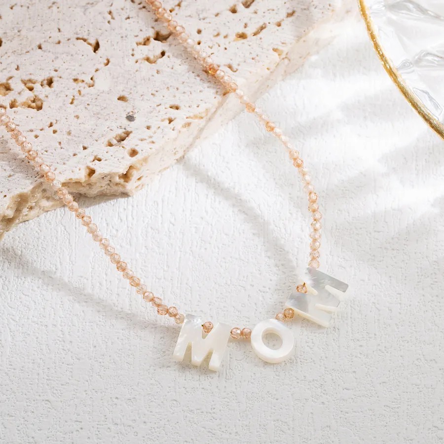 MAMA Stainless Steel Beaded Necklace