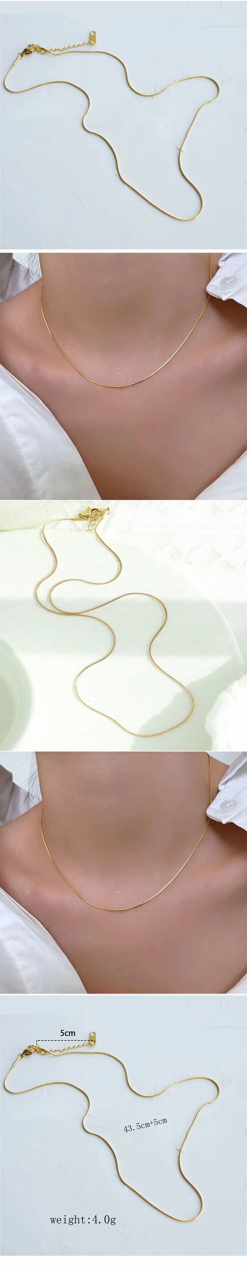 Simple Style Solid Color Stainless Steel Necklace_colorza_1