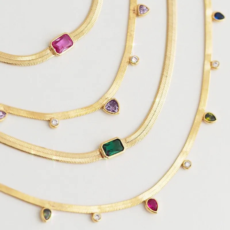 Triangle Geometric Plating Inlay Zircon Necklace
