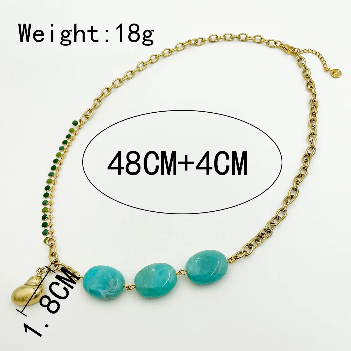 Casual Beach Oval Conch Stainless Steel Enamel Plating Inlay Glass Stone Gold Plated Long Necklace_colorza_3