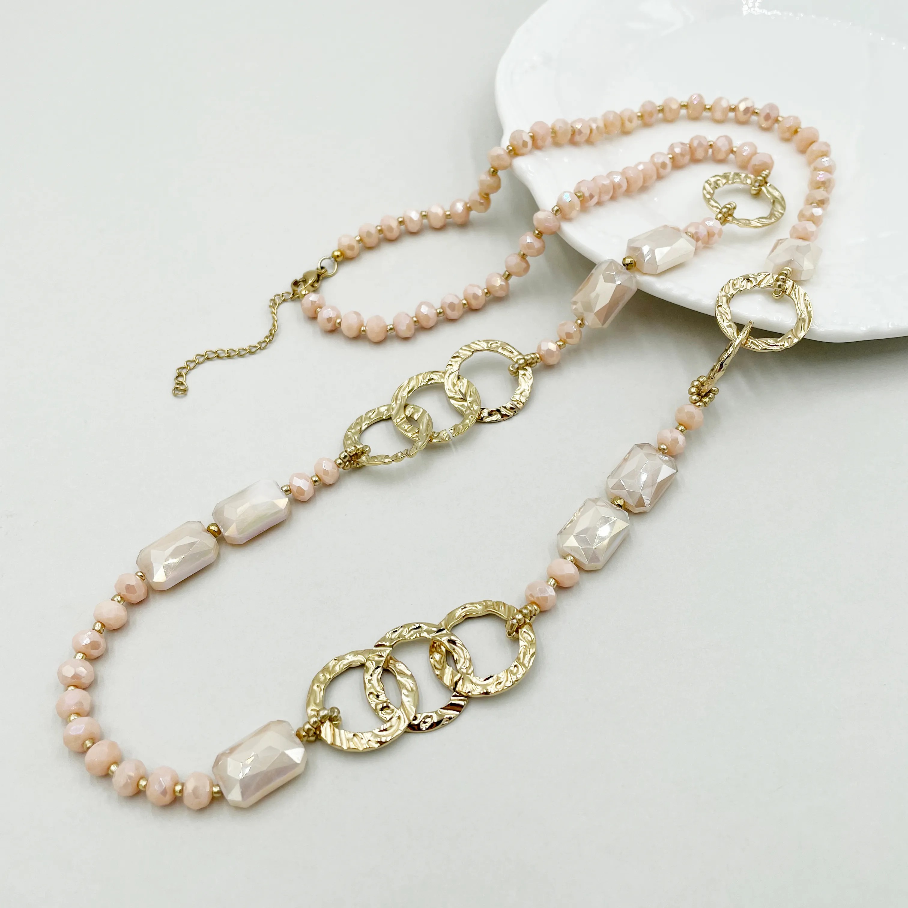Glam Modern Style Round Rectangle Stainless Steel Crystal Metal Plating Gold Plated Long Necklace_colorza_2
