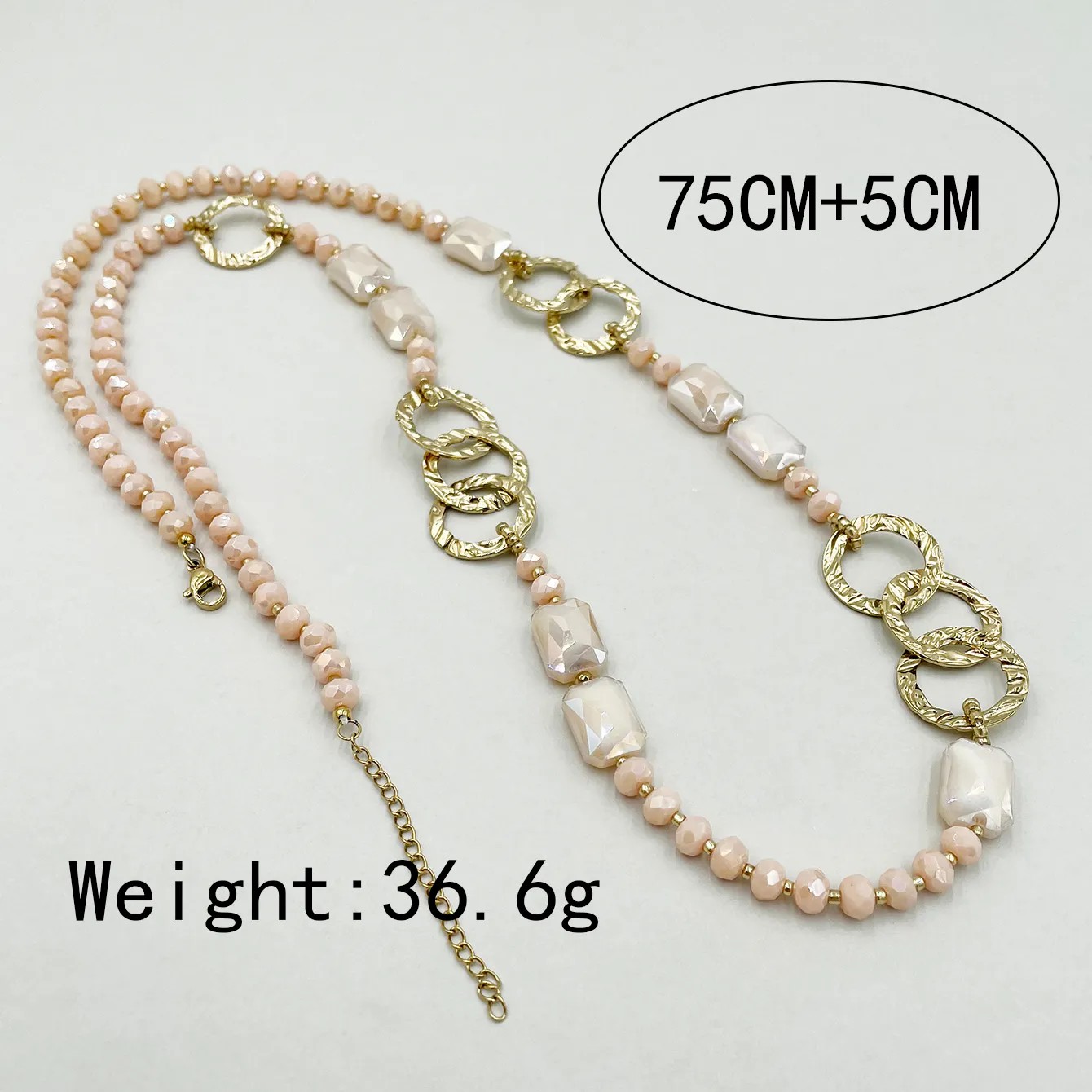 Glam Modern Style Round Rectangle Stainless Steel Crystal Metal Plating Gold Plated Long Necklace_colorza_3