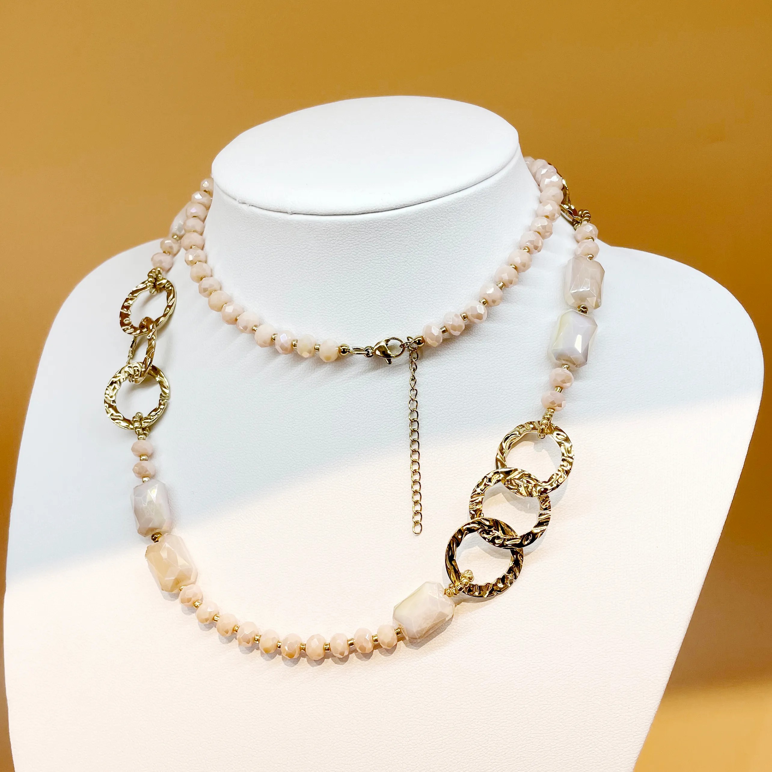 Glam Modern Style Round Rectangle Stainless Steel Crystal Metal Plating Gold Plated Long Necklace_colorza_4