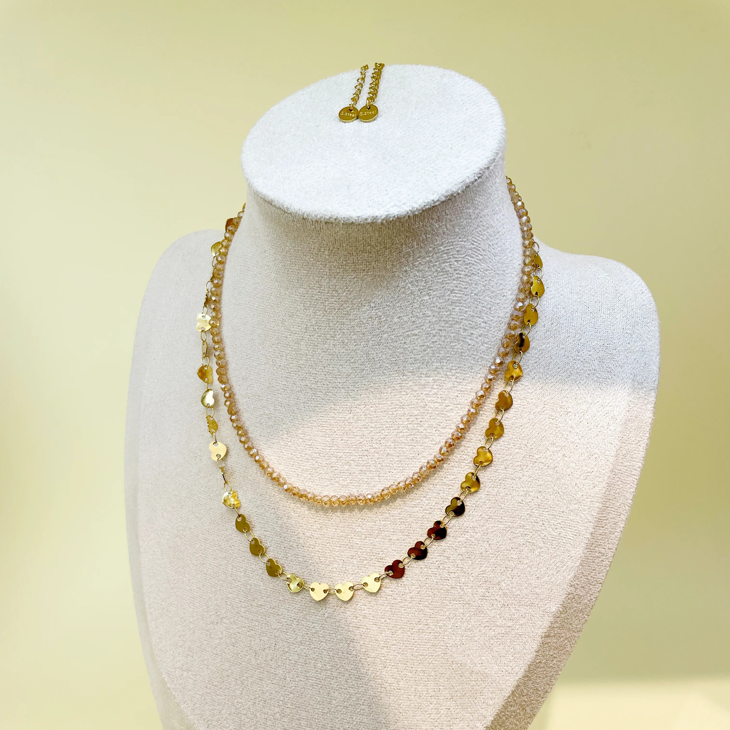 Vacation Modern Style Heart Shape Stainless Steel Layered Plating Gold Plated Layered Necklaces_colorza_1