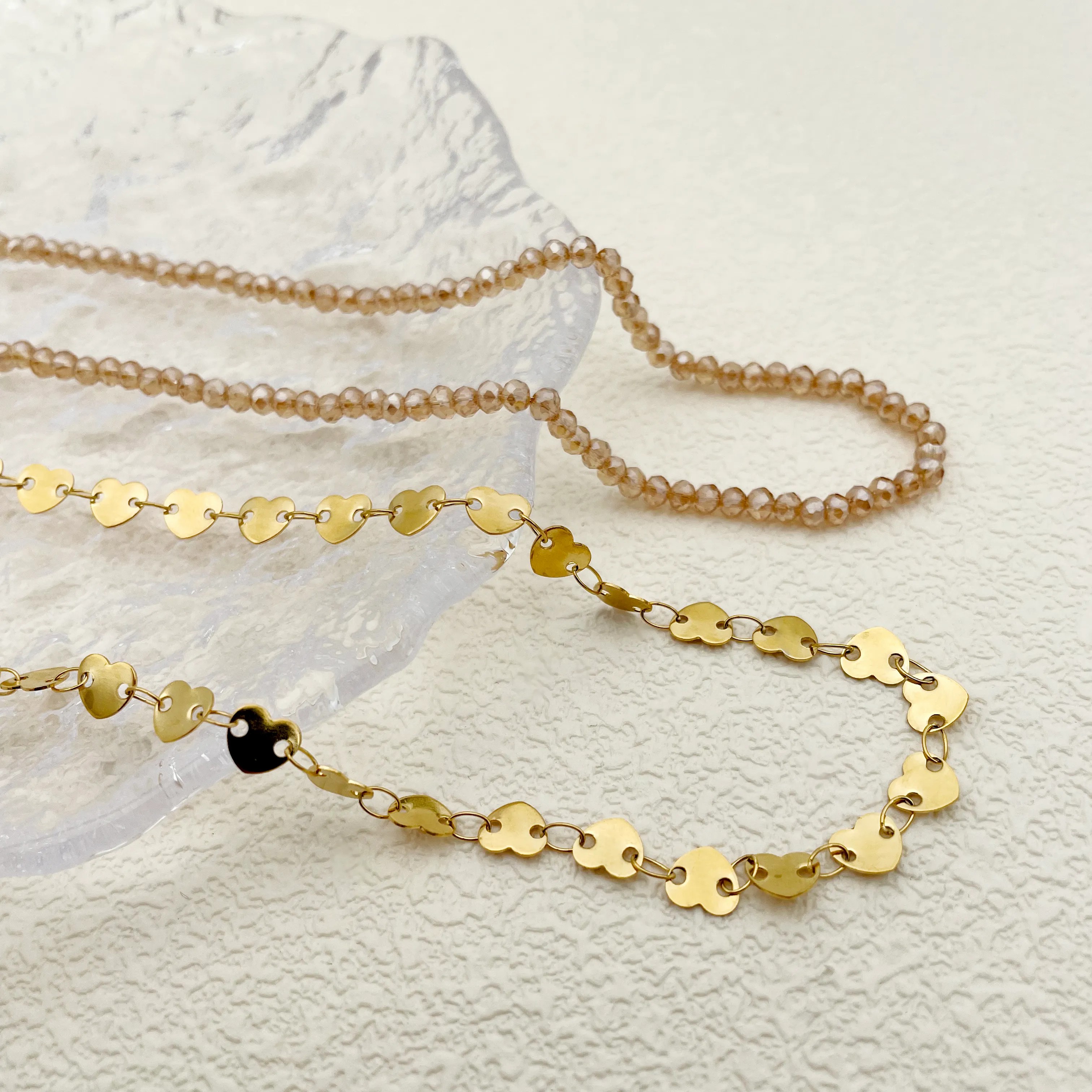 Vacation Modern Style Heart Shape Stainless Steel Layered Plating Gold Plated Layered Necklaces_colorza_2