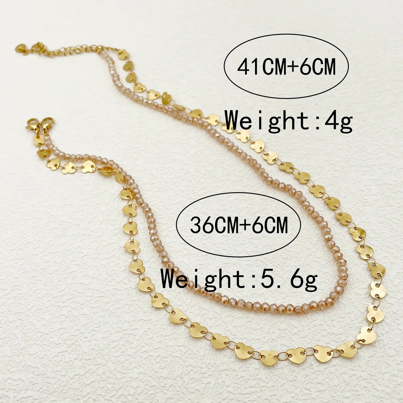 Vacation Modern Style Heart Shape Stainless Steel Layered Plating Gold Plated Layered Necklaces_colorza_3