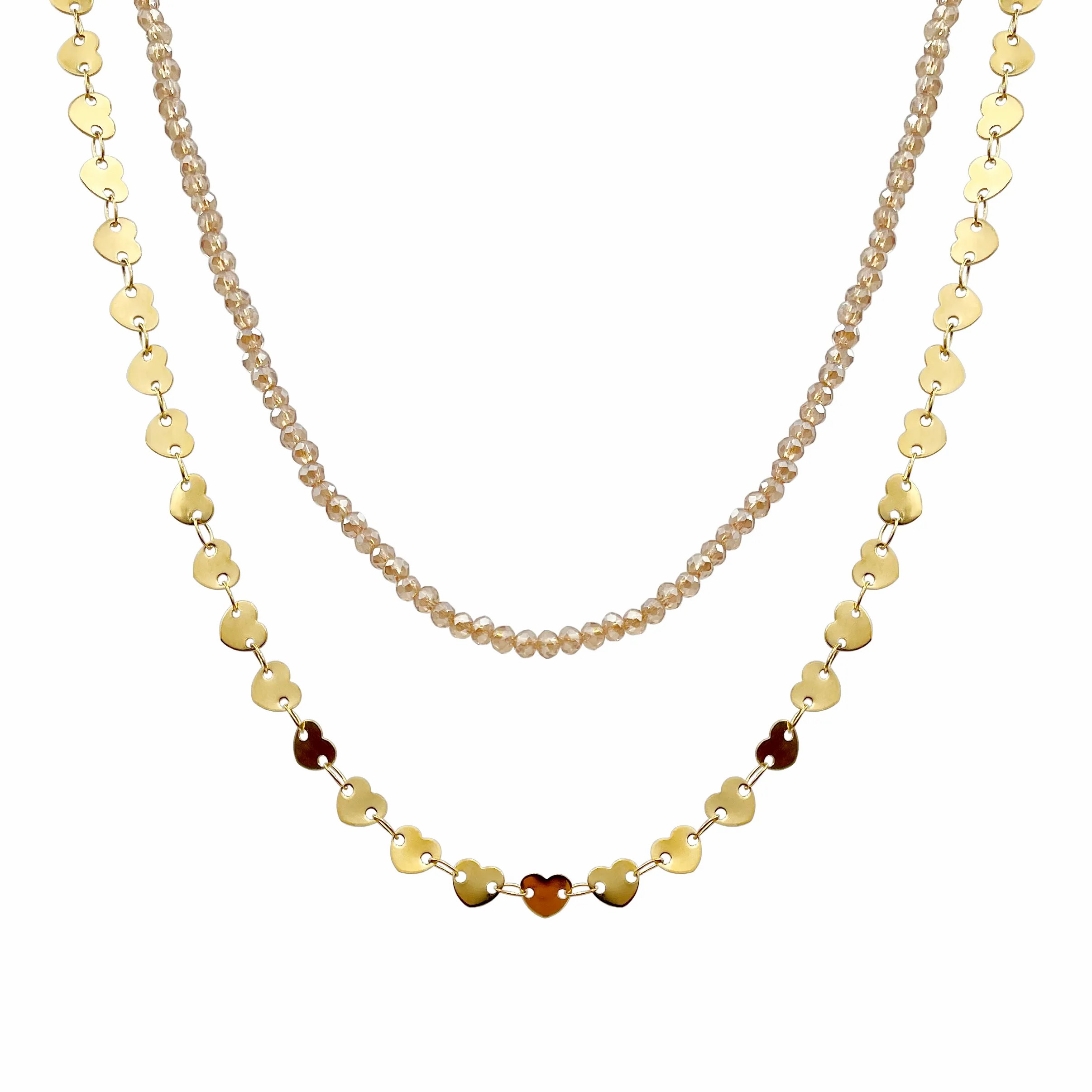 Vacation Modern Style Heart Shape Stainless Steel Layered Plating Gold Plated Layered Necklaces_colorza_4