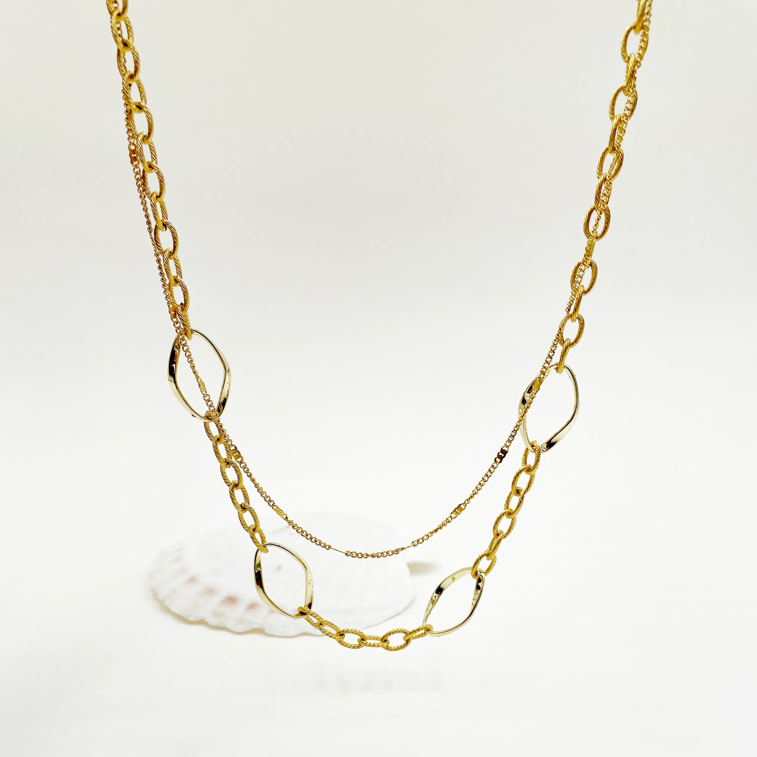 Modern Style Simple Style Classic Style Geometric Stainless Steel Polishing Plating Gold Plated Layered Necklaces_colorza_2