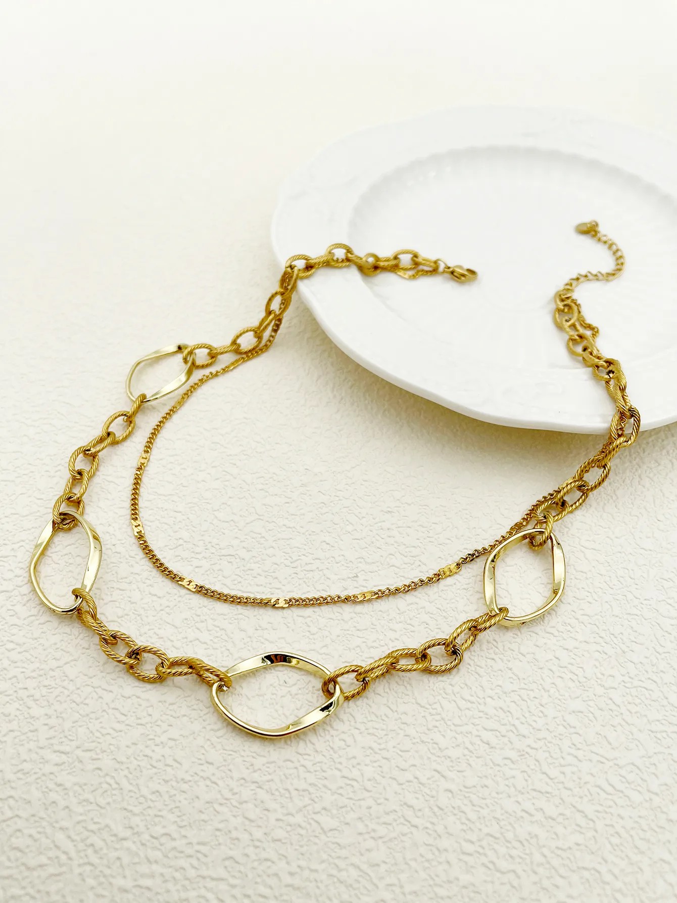 Modern Style Simple Style Classic Style Geometric Stainless Steel Polishing Plating Gold Plated Layered Necklaces_colorza_4