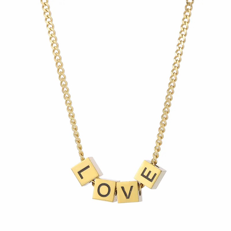 Love Square Solid Color Plating Necklace