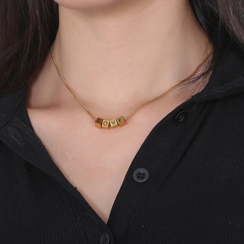 Love Square Stainless Steel Plating Necklace