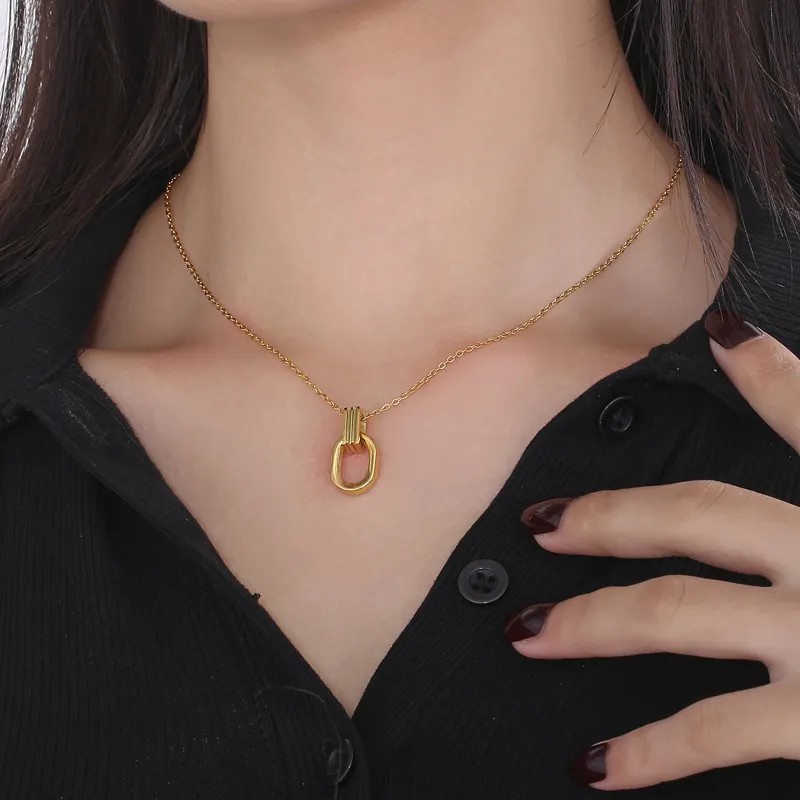 Casual Solid Color Geometric Plating Necklace