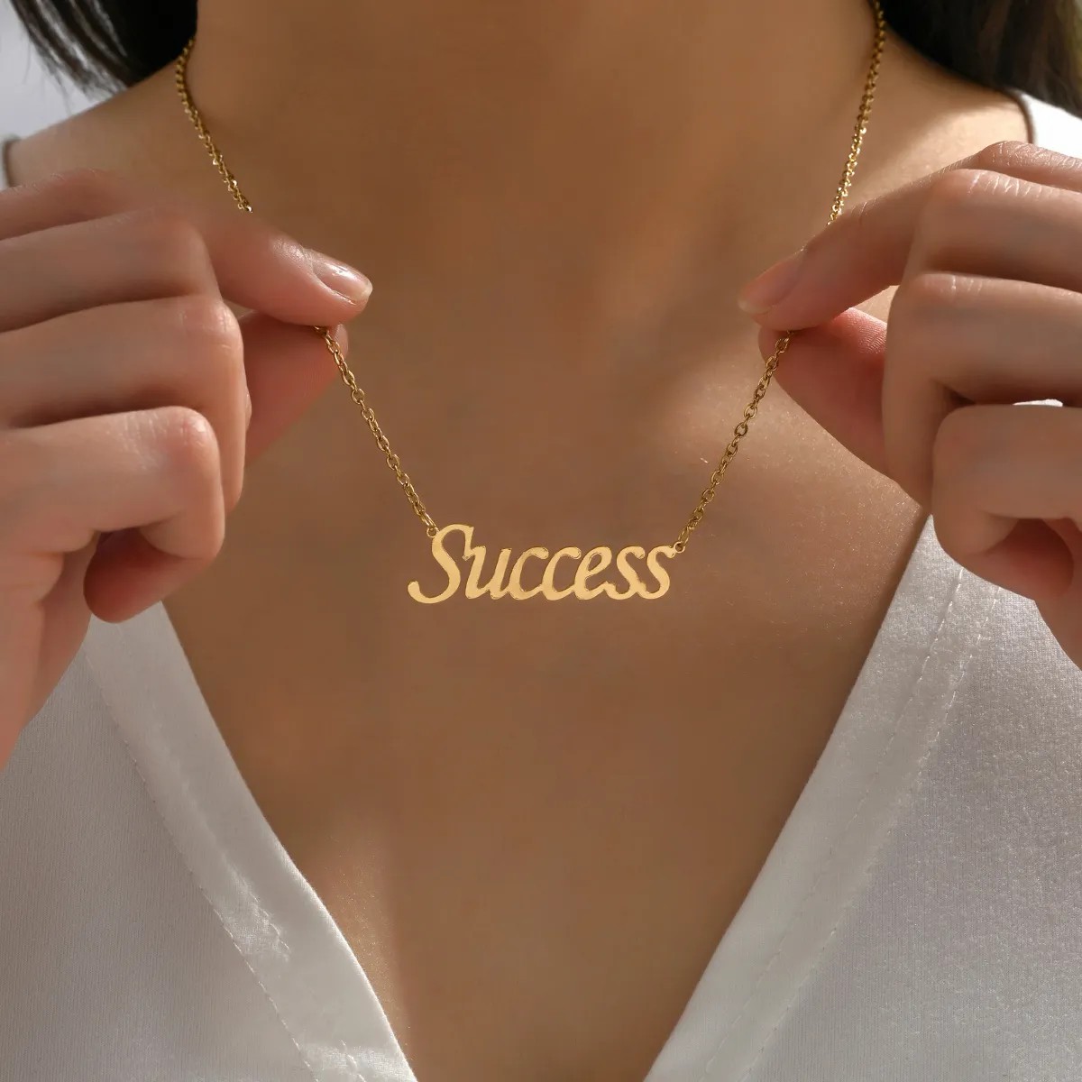Casual Simple Style Letter Stainless Steel Plating 18K Gold Plated Necklace_colorza_4