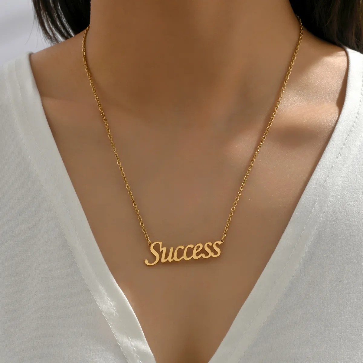 Casual Simple Style Letter Stainless Steel Plating 18K Gold Plated Necklace_colorza_5