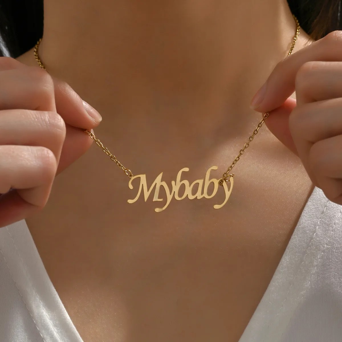 Casual Simple Style Letter Stainless Steel Plating 18K Gold Plated Necklace_colorza_9