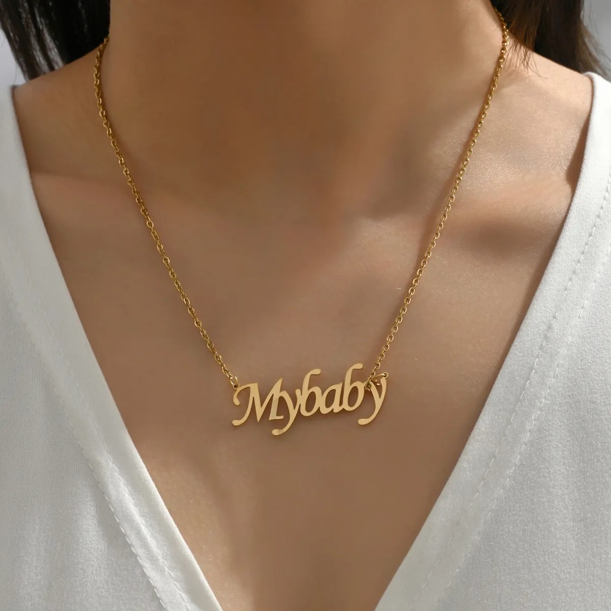 Casual Simple Style Letter Stainless Steel Plating 18K Gold Plated Necklace_colorza_10
