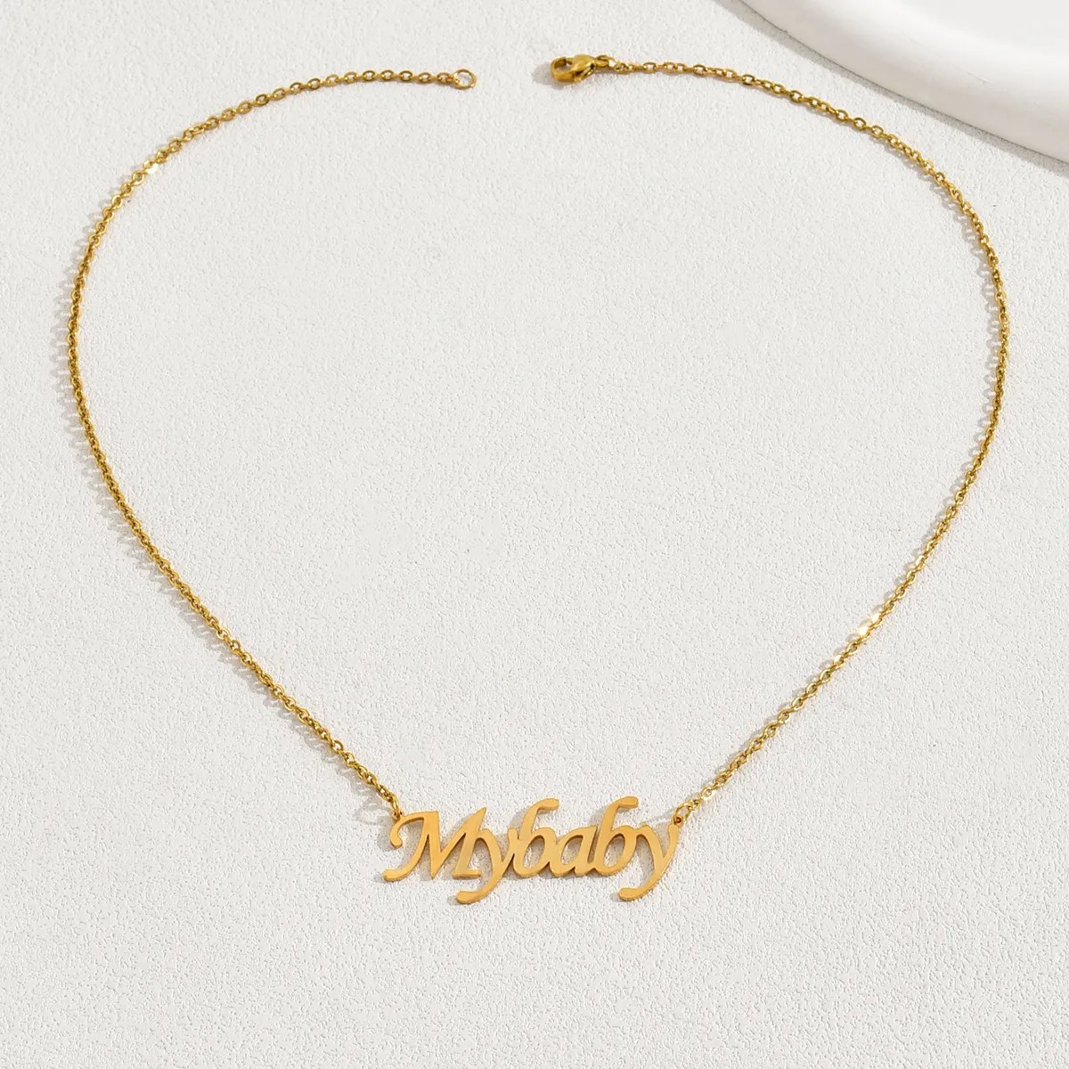 Casual Simple Style Letter Stainless Steel Plating 18K Gold Plated Necklace_colorza_11