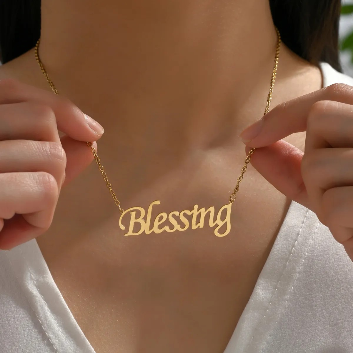 Casual Simple Style Letter Stainless Steel Plating 18K Gold Plated Necklace_colorza_12
