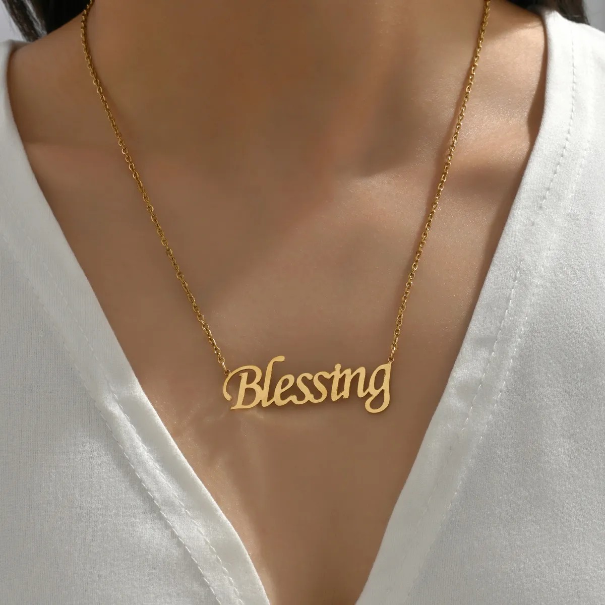 Casual Simple Style Letter Stainless Steel Plating 18K Gold Plated Necklace_colorza_13