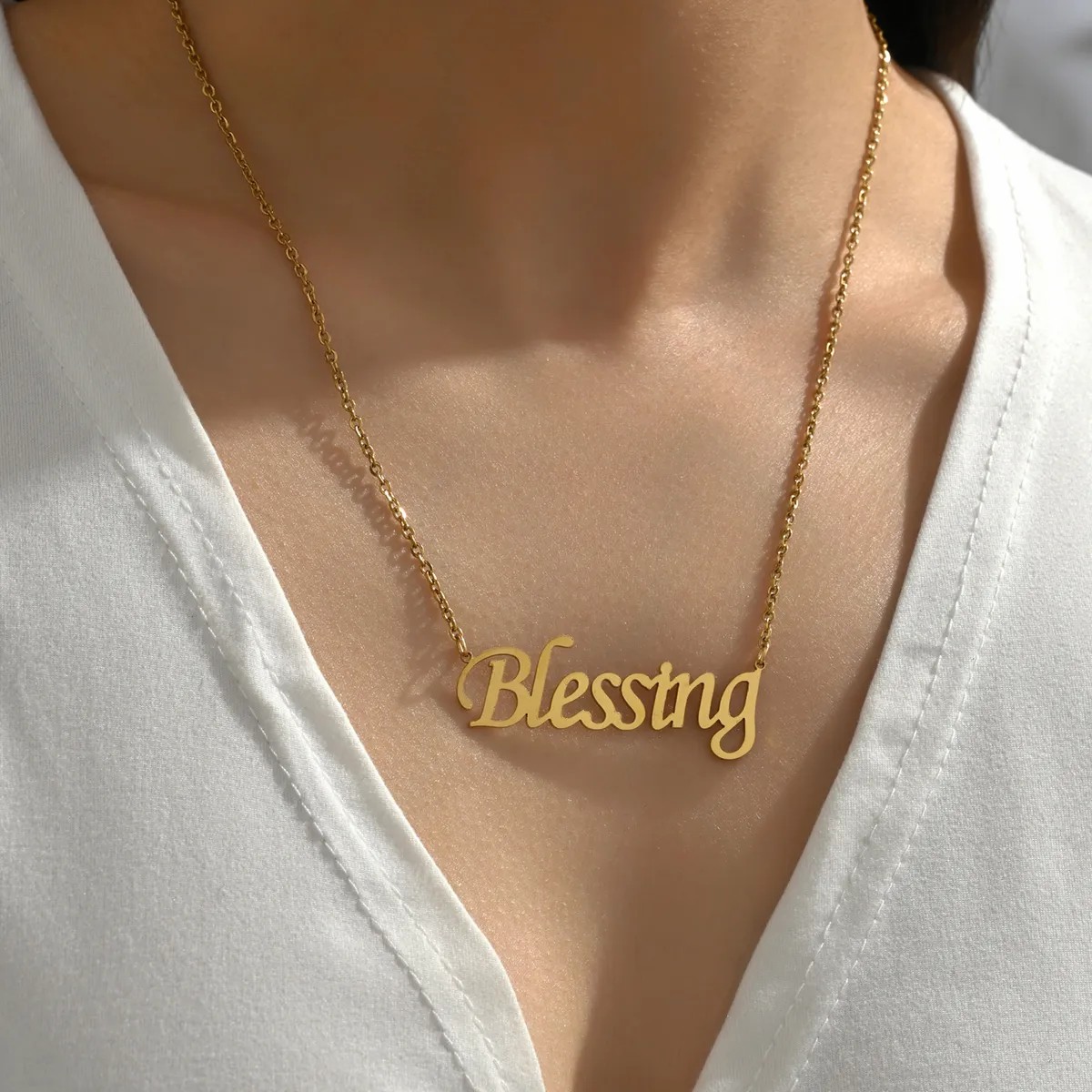 Casual Simple Style Letter Stainless Steel Plating 18K Gold Plated Necklace_colorza_14