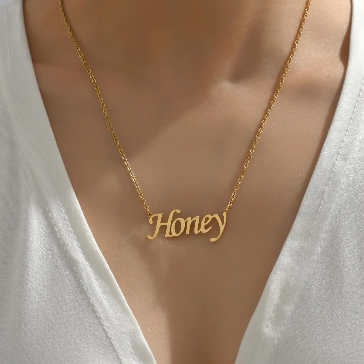 Casual Simple Style Letter Stainless Steel Plating 18K Gold Plated Necklace_colorza_22