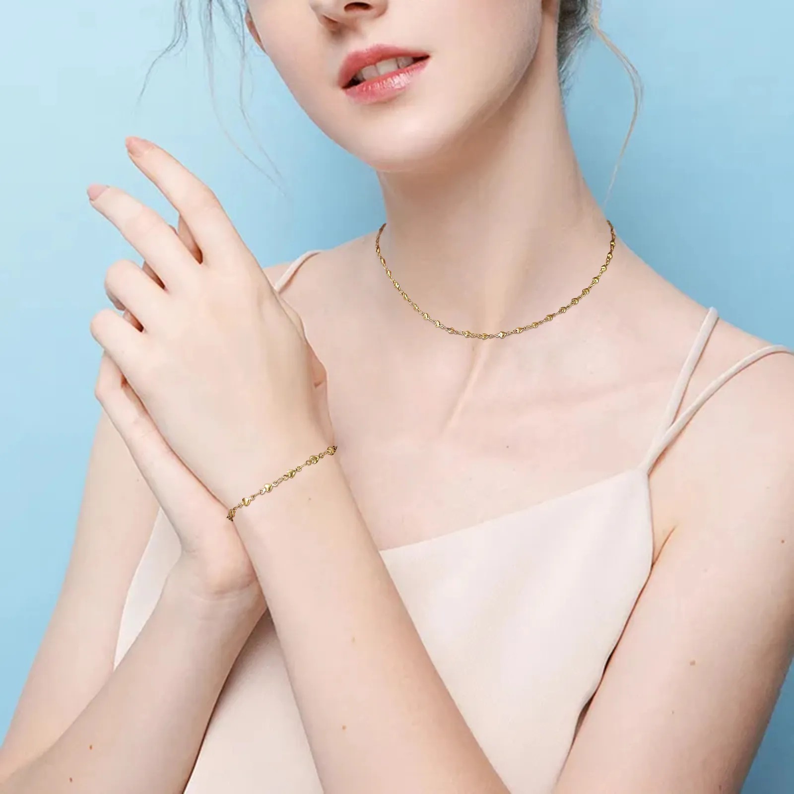 INS Style Simple Style Cross Solid Color Stainless Steel Plating 18K Gold Plated Necklace_colorza_1
