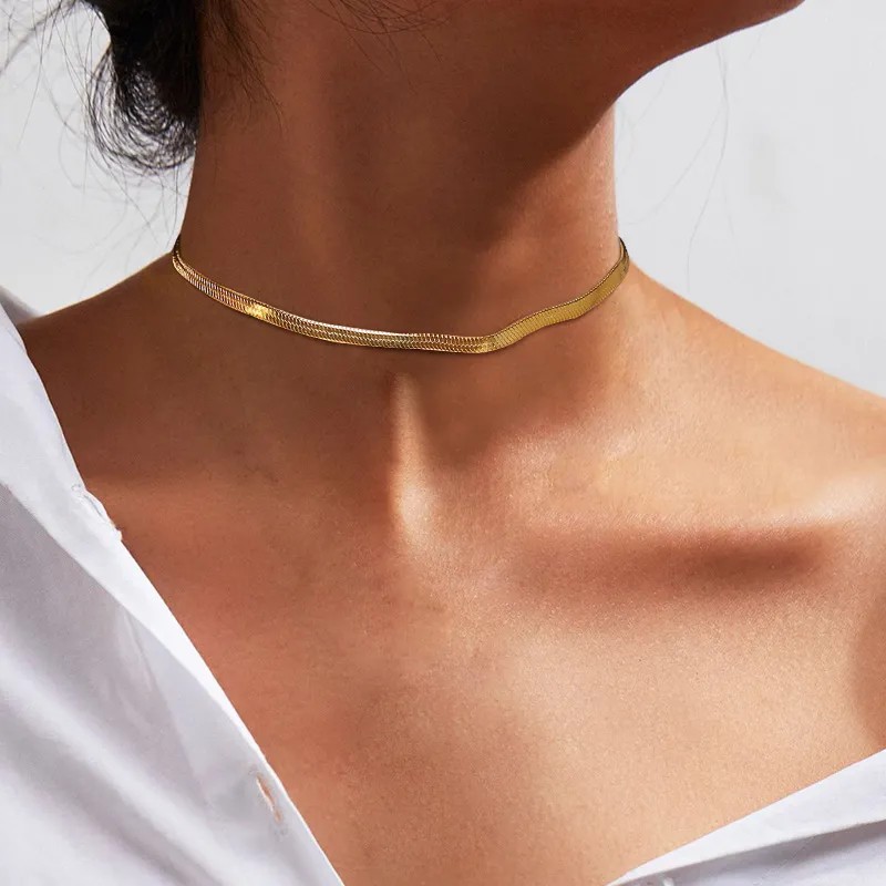 INS Style Retro Simple Style Solid Color Stainless Steel Plating 18K Gold Plated Necklace_colorza_1