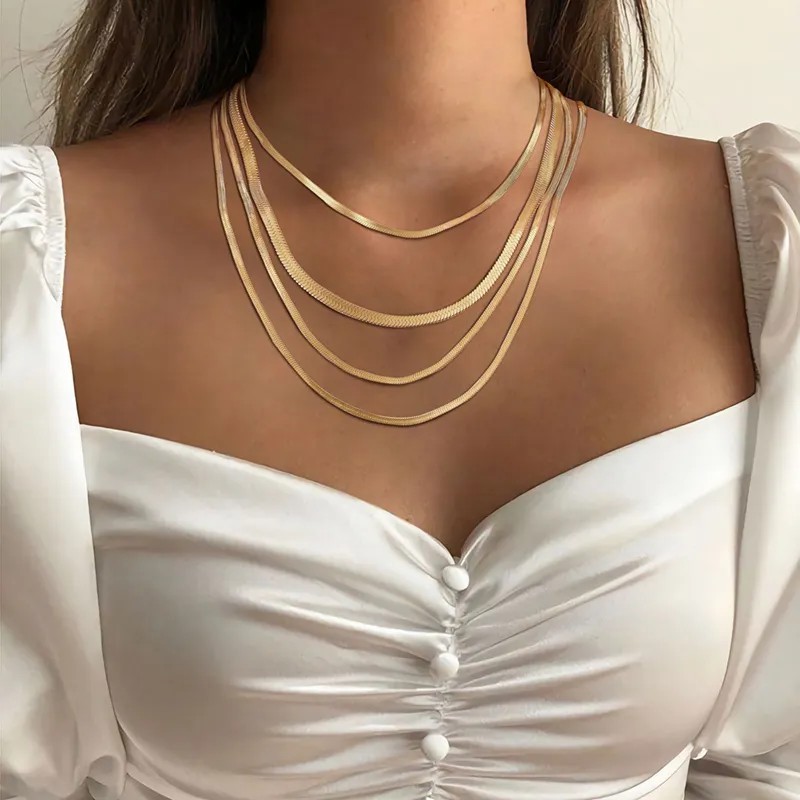 INS Style Retro Simple Style Solid Color Stainless Steel Plating 18K Gold Plated Necklace_colorza_2