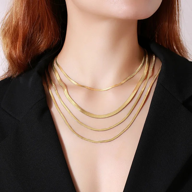 INS Style Retro Simple Style Solid Color Stainless Steel Plating 18K Gold Plated Necklace_colorza_3