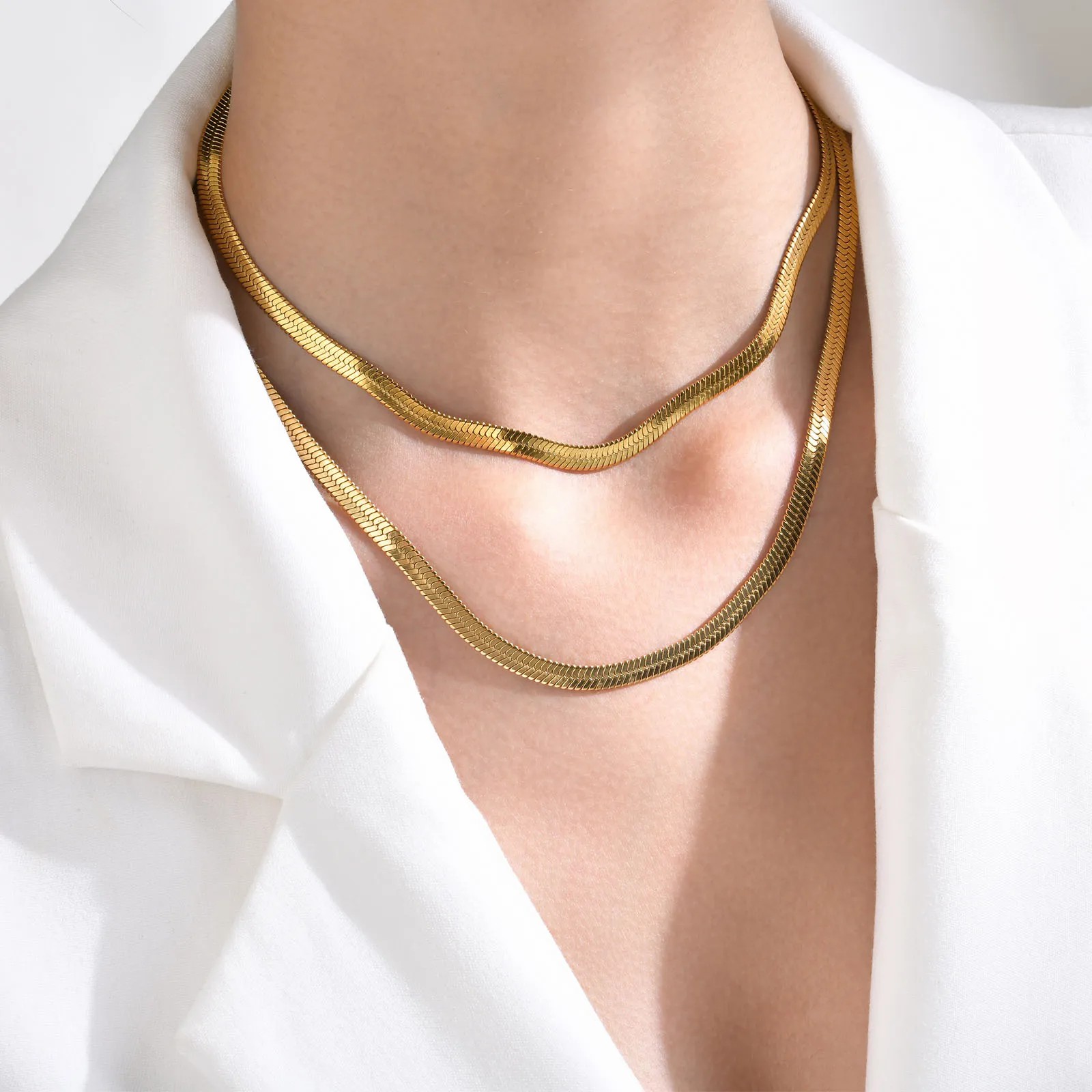 INS Style Retro Simple Style Solid Color Stainless Steel Plating 18K Gold Plated Necklace_colorza_4
