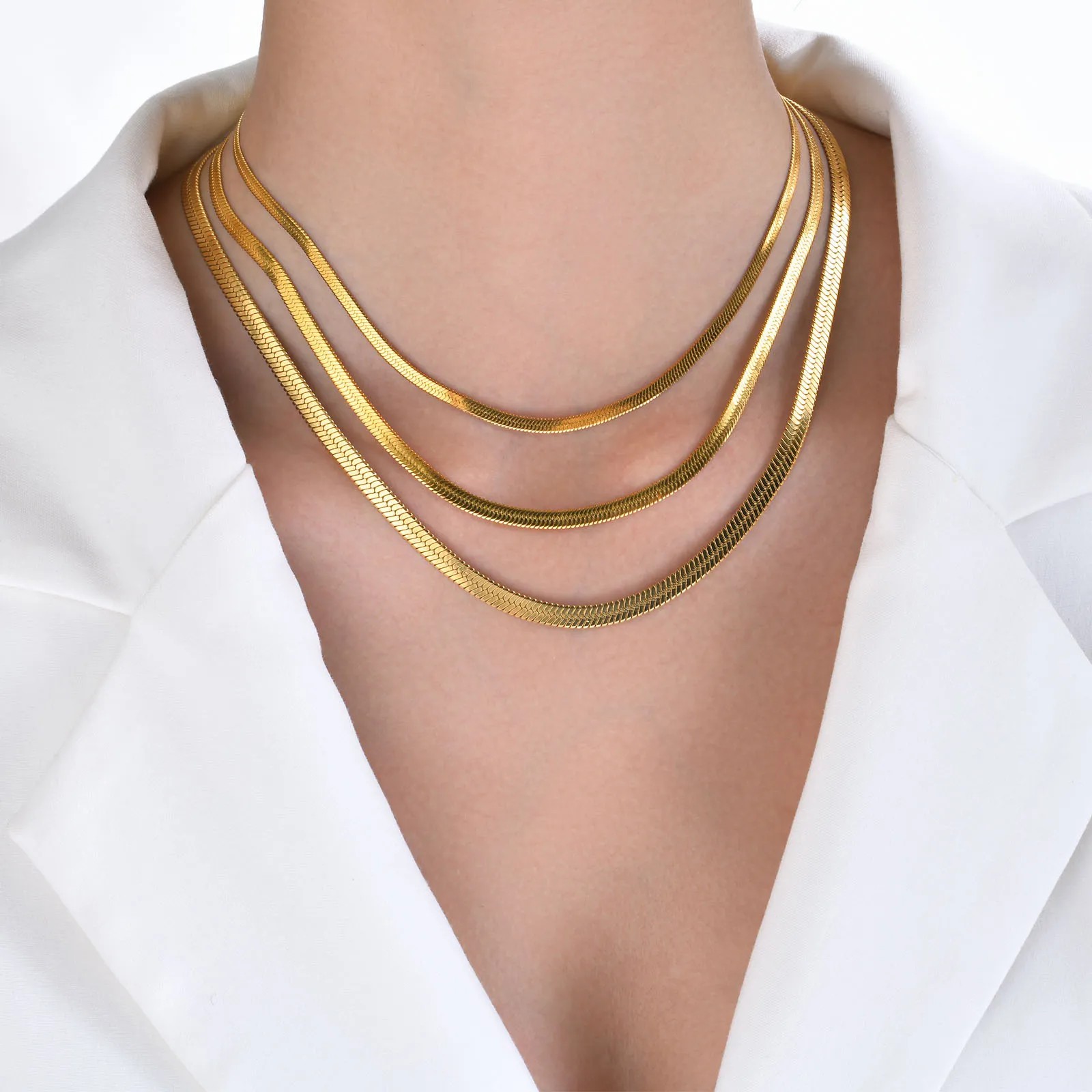 INS Style Retro Simple Style Solid Color Stainless Steel Plating 18K Gold Plated Necklace_colorza_6