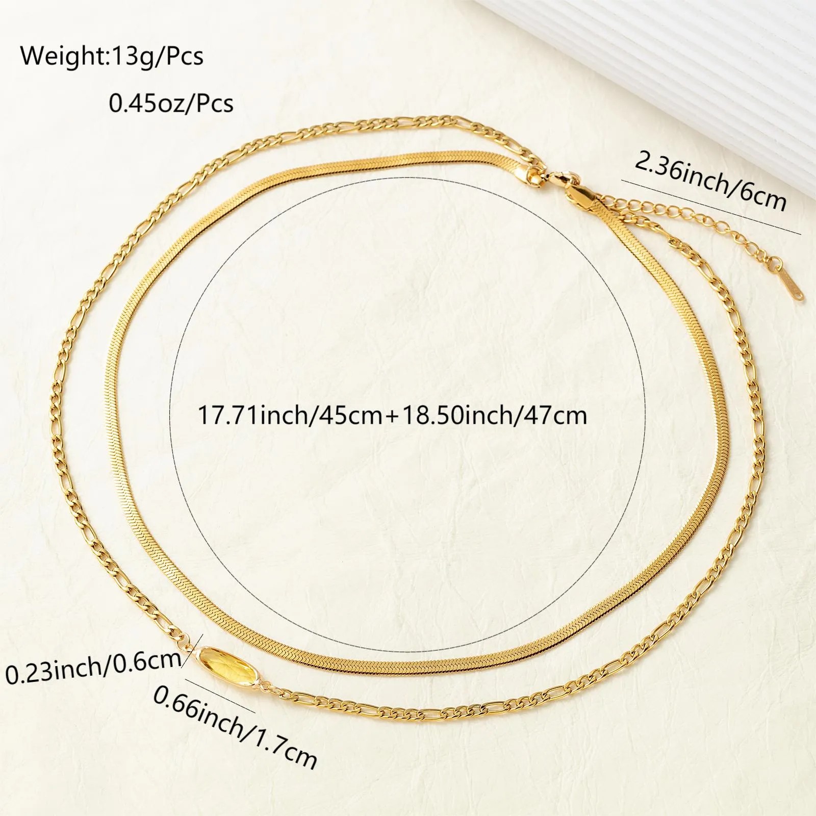 Hip-Hop Luxurious Rectangle Titanium Steel Plating Inlay Zircon 18K Gold Plated Layered Necklaces_colorza_1