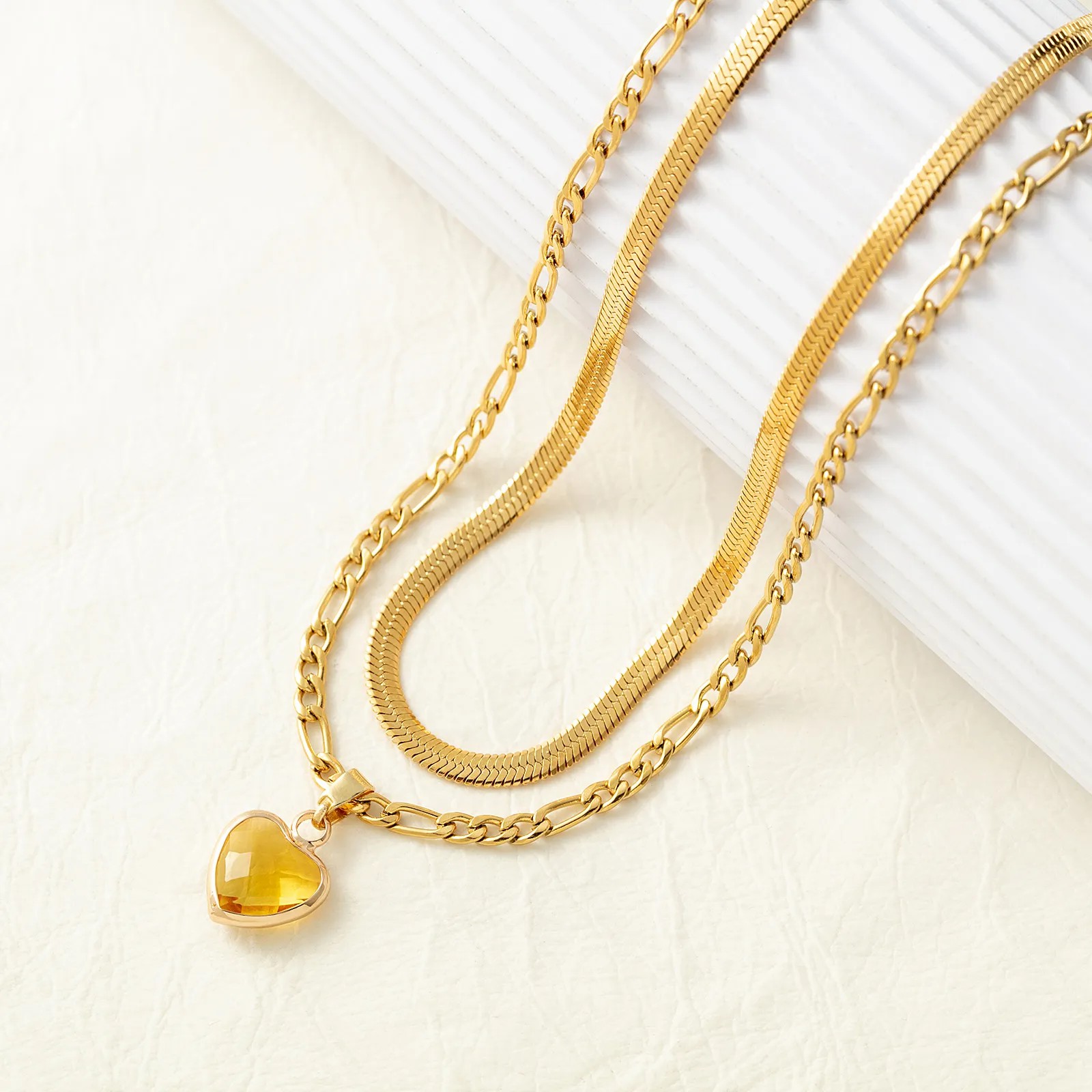 Hip-Hop Luxurious Heart Shape Titanium Steel Plating Inlay Zircon 18K Gold Plated Pendant Necklace_colorza_3