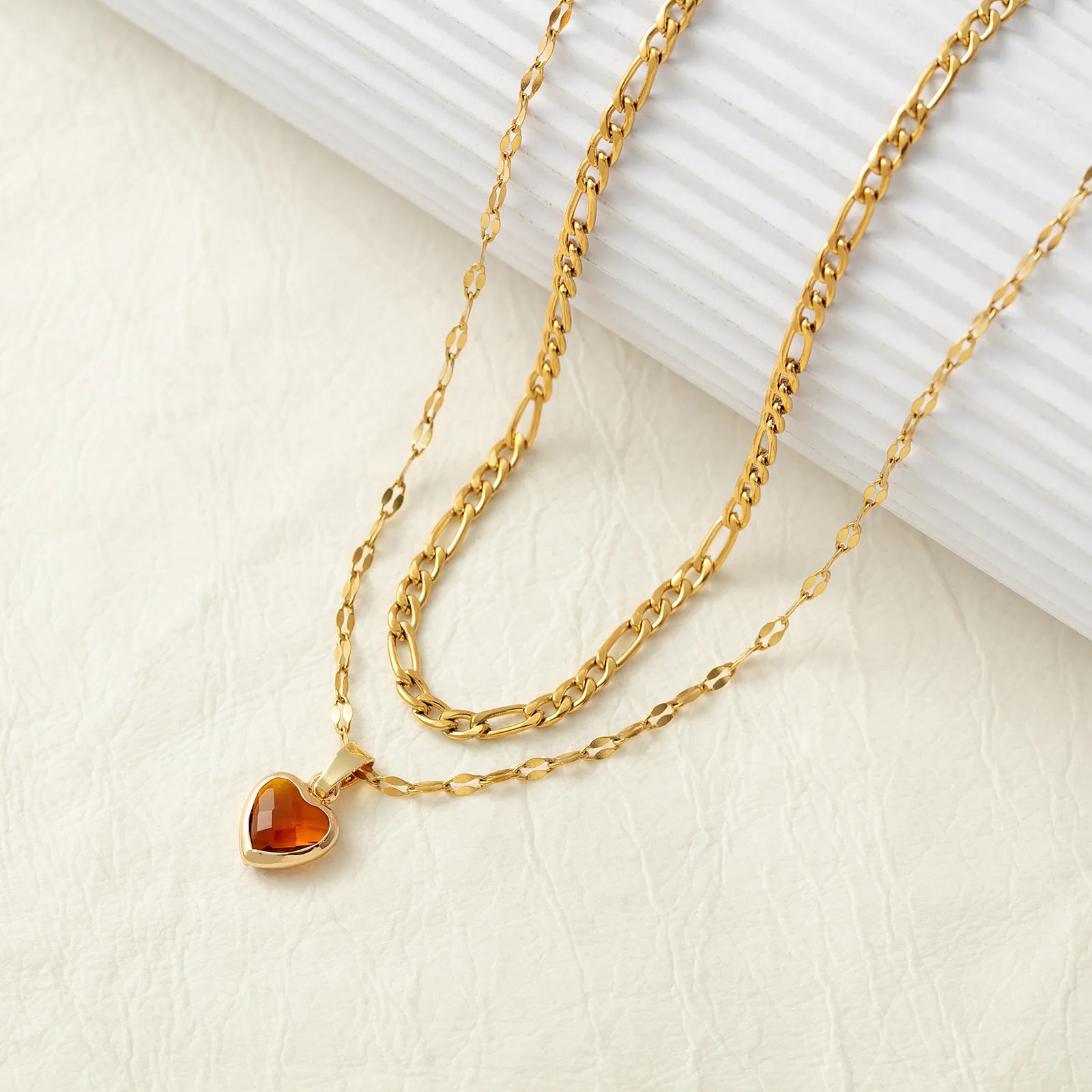 Hip-Hop Luxurious Heart Shape Titanium Steel Plating Inlay Zircon 18K Gold Plated Pendant Necklace_colorza_5