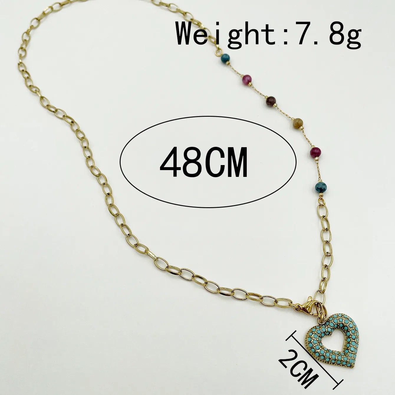 Casual Vacation Sweet Heart Shape Stainless Steel Metal Plating Inlay Zircon Gold Plated Pendant Necklace_colorza_1