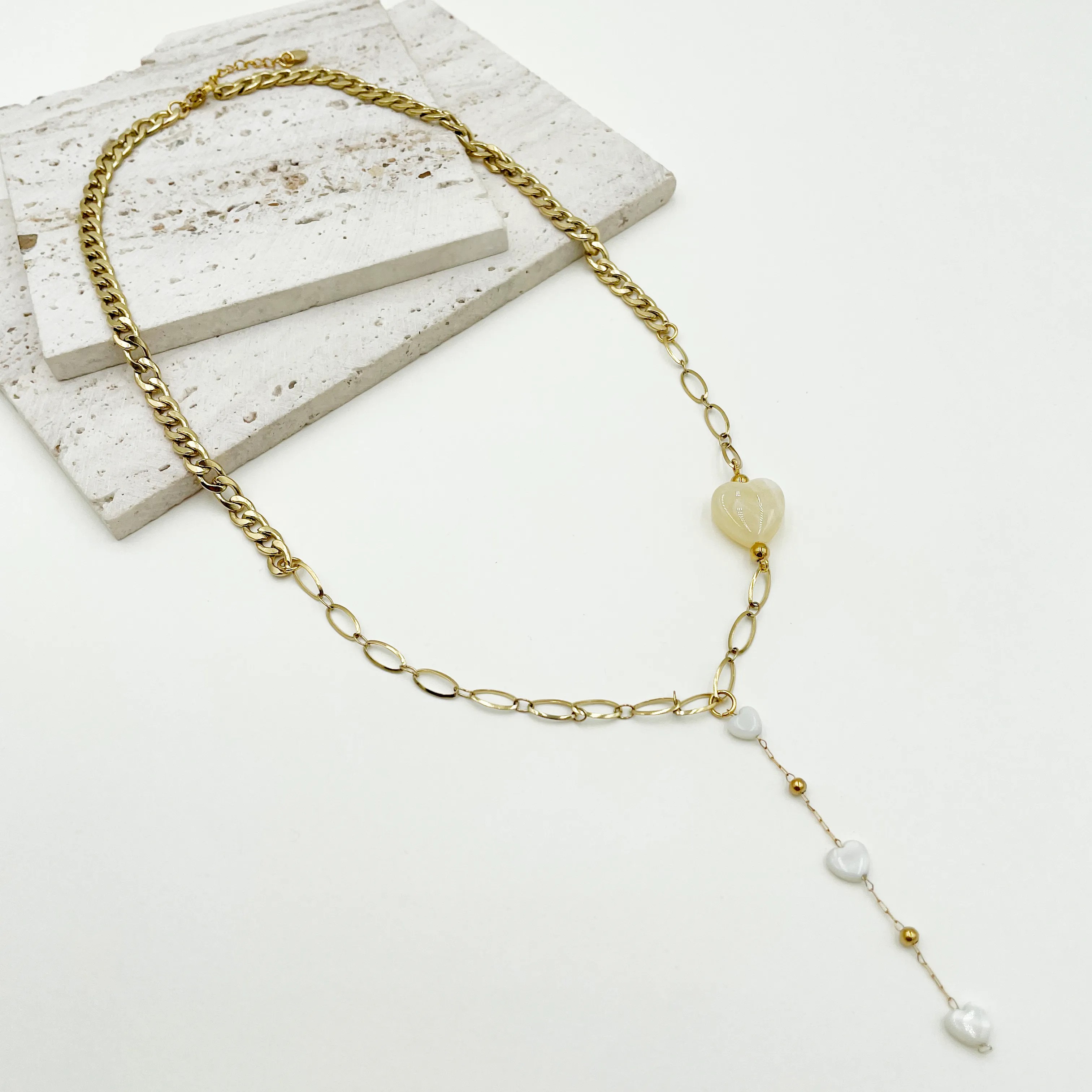 Glam Simple Style Artistic Heart Shape Stainless Steel Tassel Plating 14K Gold Plated Necklace_colorza_2