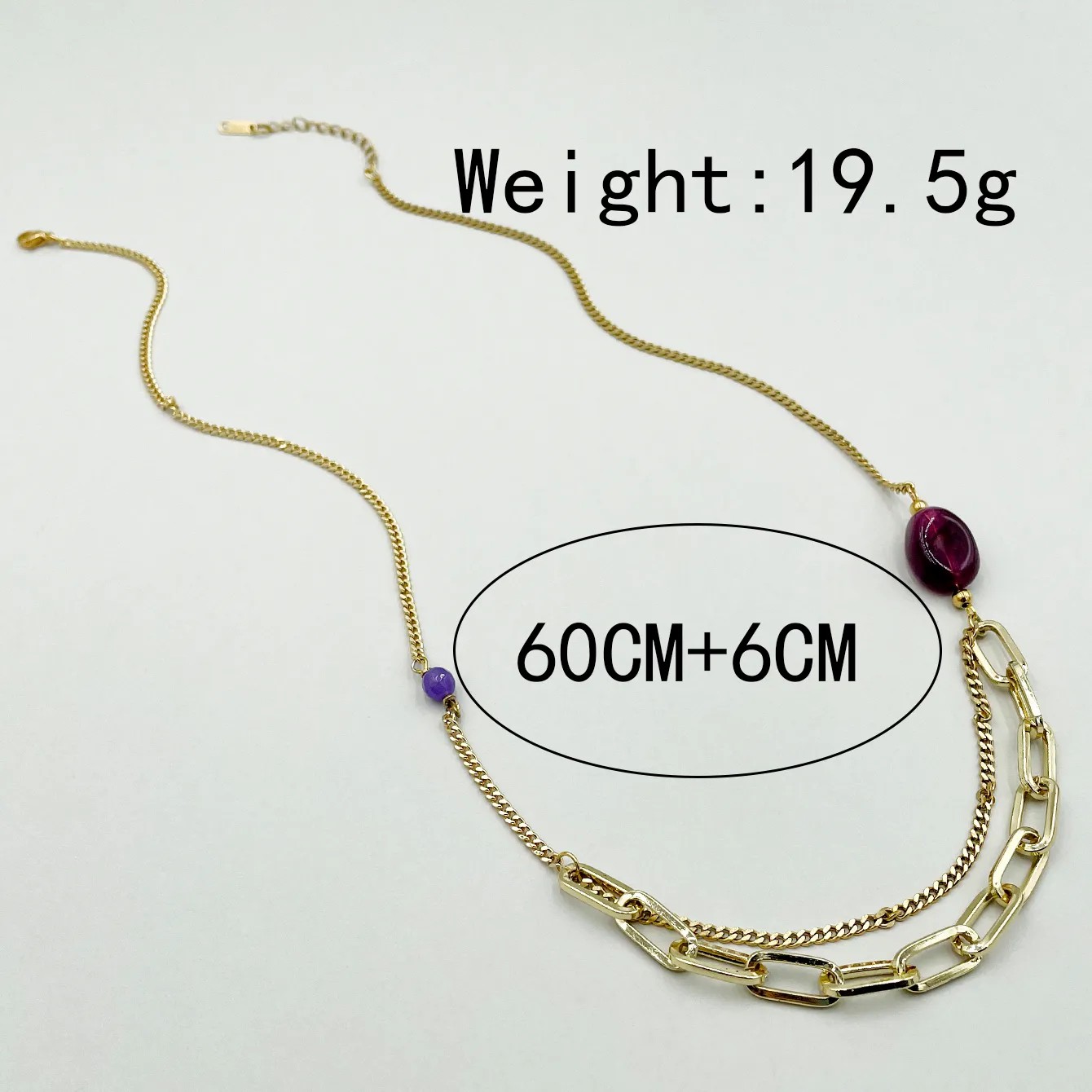 Lady Modern Style Commute Geometric Stainless Steel Natural Stone Metal Plating Gold Plated Layered Necklaces_colorza_1