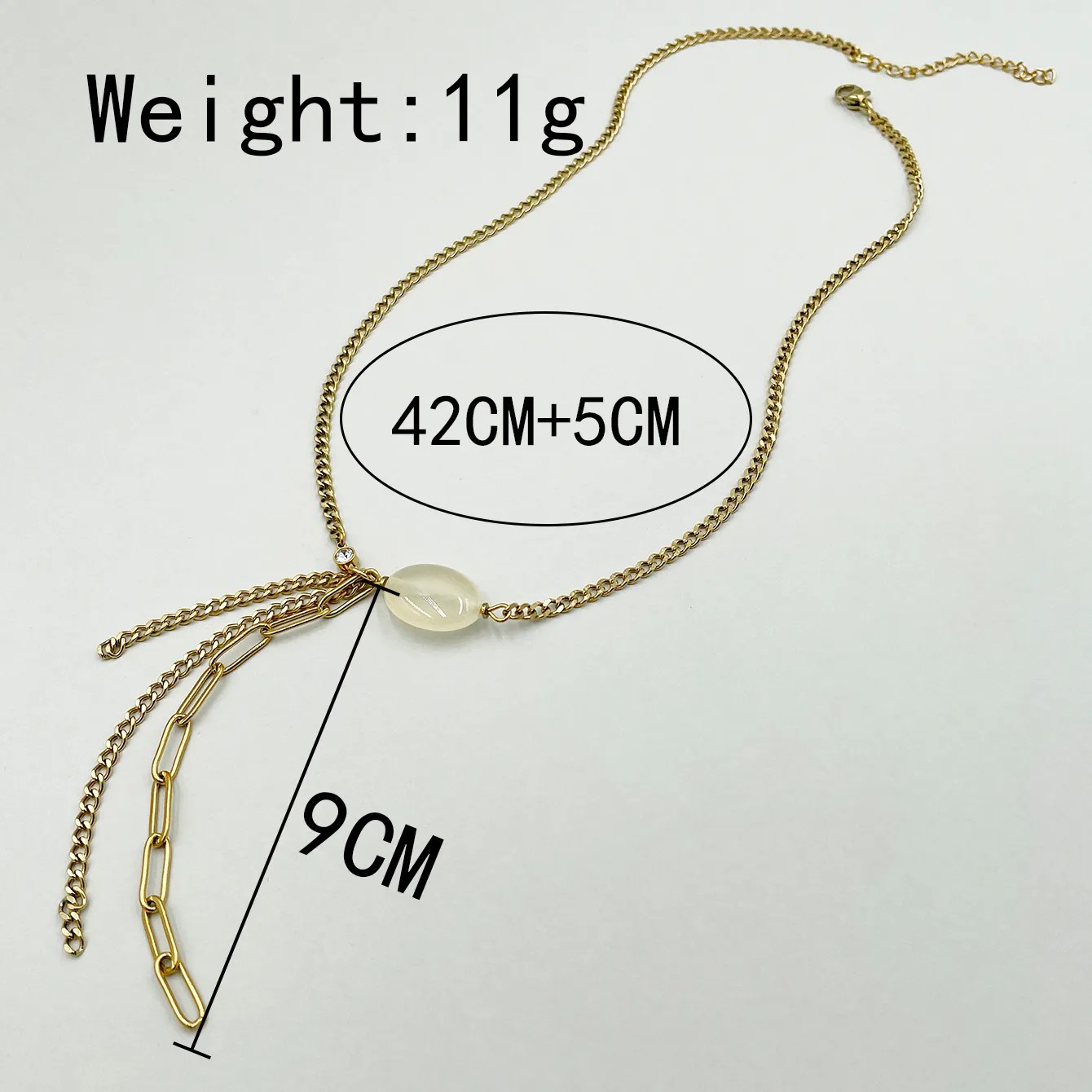 Elegant Lady Geometric Oval Stainless Steel Tassel Plating Gold Plated Necklace_colorza_1