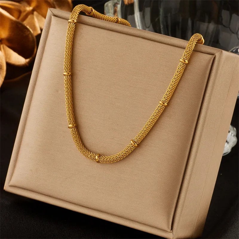 Casual Simple Style Solid Color Titanium Steel Plating Hollow Out 18K Gold Plated Necklace_colorza_1