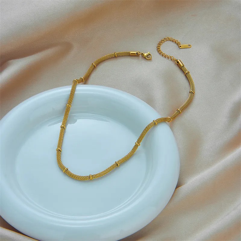 Casual Simple Style Solid Color Titanium Steel Plating Hollow Out 18K Gold Plated Necklace_colorza_3