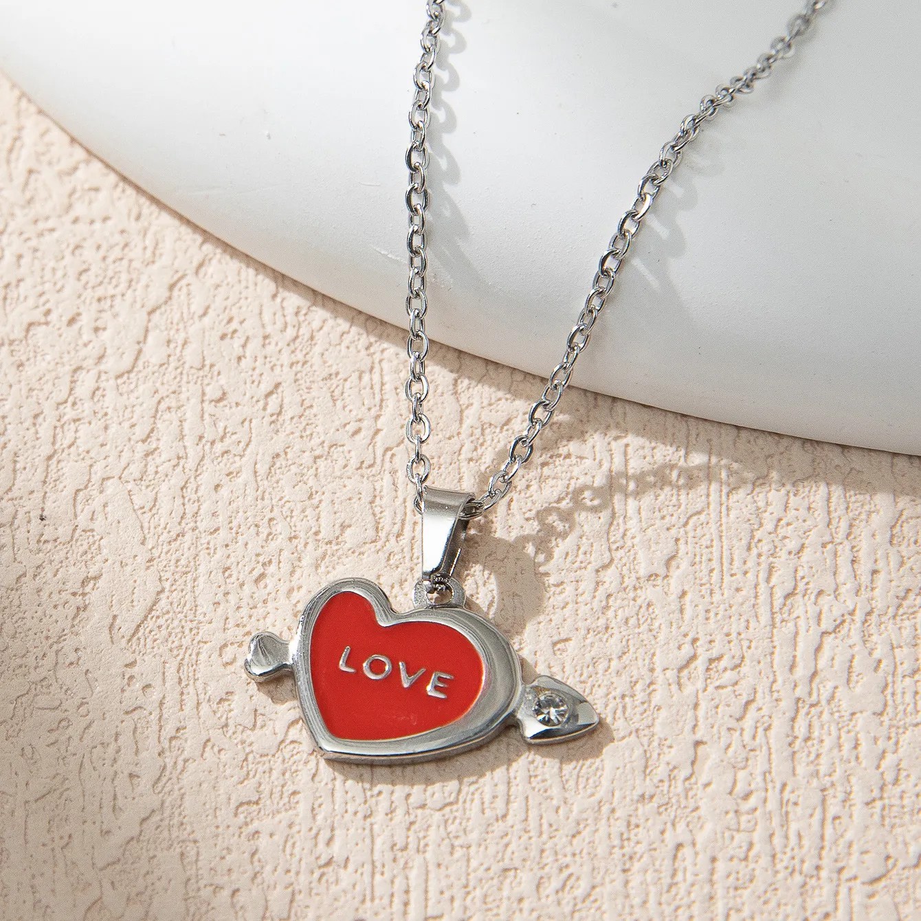Commute Korean Style Letter Wings Butterfly Stainless Steel Plating Inlay Rhinestones Silver Plated Pendant Necklace_colorza_2