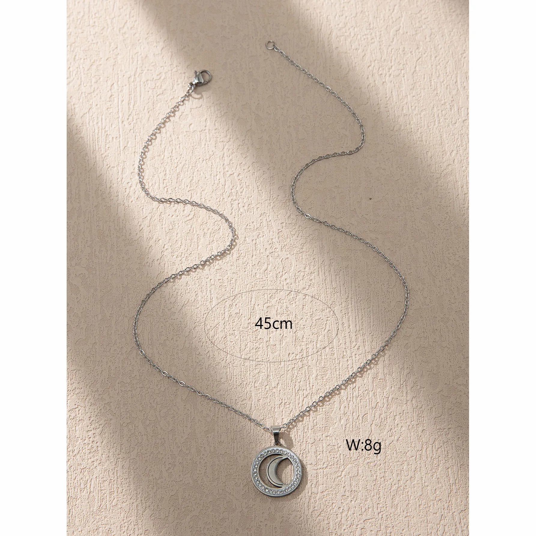 Commute Korean Style Letter Wings Butterfly Stainless Steel Plating Inlay Rhinestones Silver Plated Pendant Necklace_colorza_8