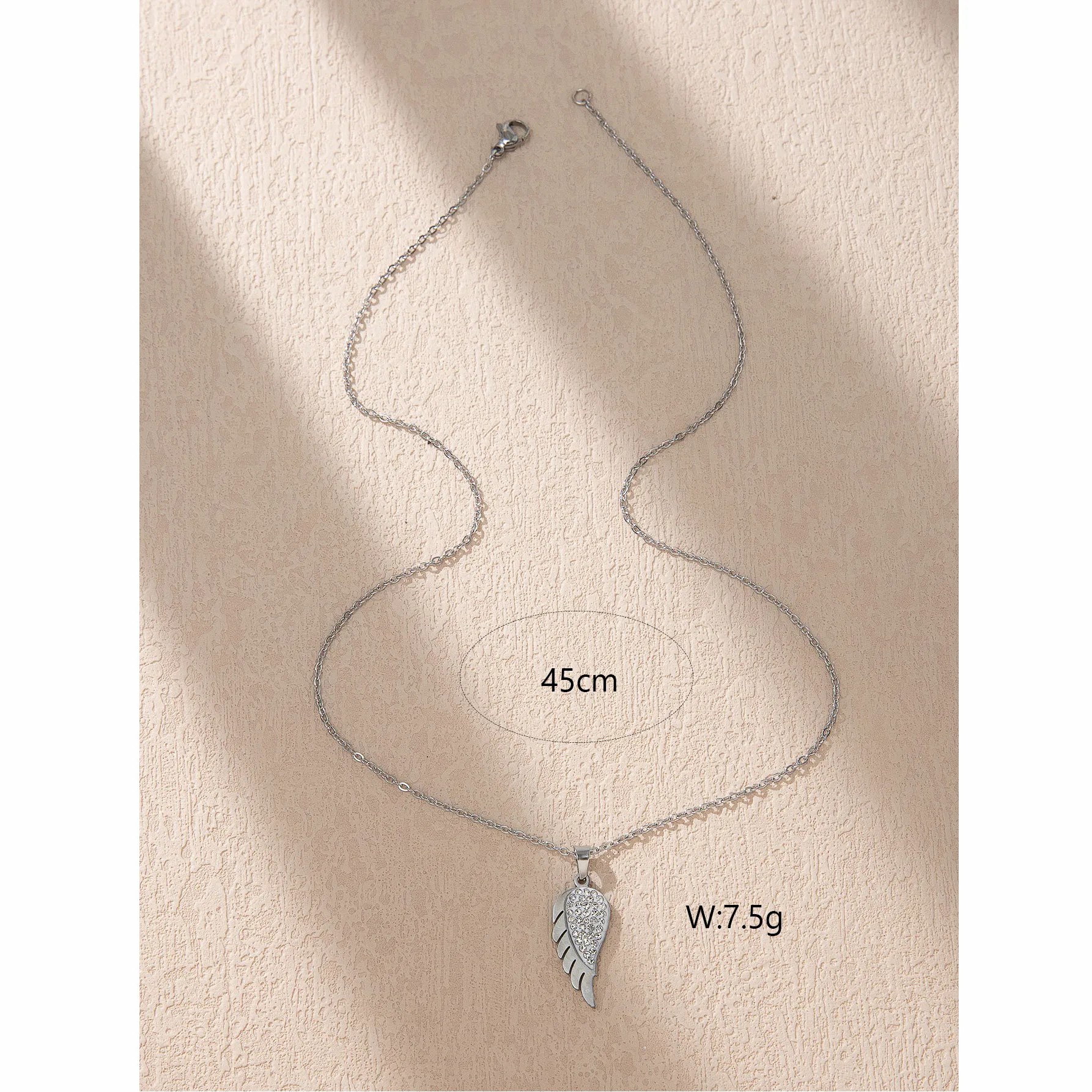 Commute Korean Style Letter Wings Butterfly Stainless Steel Plating Inlay Rhinestones Silver Plated Pendant Necklace_colorza_10