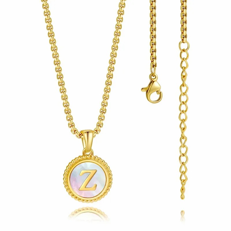 Casual Modern Style Letter Stainless Steel Plating Inlay Shell 18K Gold Plated Pendant Necklace_colorza_1